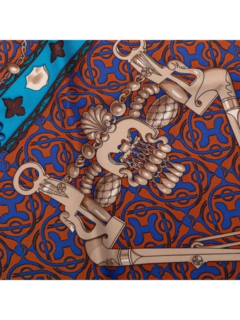 Hermes Carre 90 Mors Et Gourmettes Horse Bit and Chain Scarf Large Multicolor